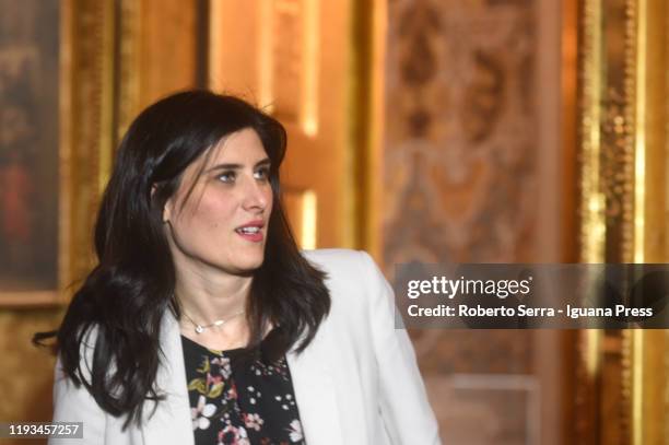 Italian politician Chiara Appendino Mayor of Torino attends the inauguration of the exhibition "Andrea Mantegna" at Palazzo Madama on December 11,...