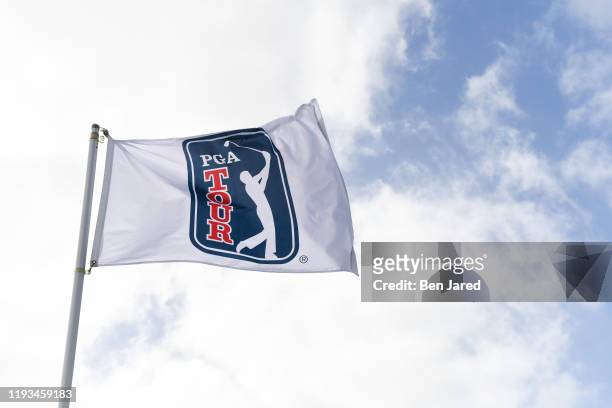 Flag during the first round of the Korn Ferry Tour's The Bahamas Great Exuma Classic at Sandals Emerald Bay golf course on January 12, 2020 in Great...
