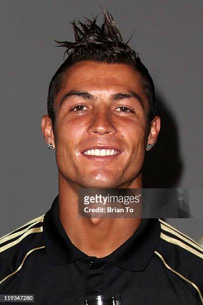 Cristiano Ronaldo attends 2010 World Cup winning Spanish soccer team Real Madrid meet & greet reception at SLS Hotel on July 18, 2011 in Beverly...