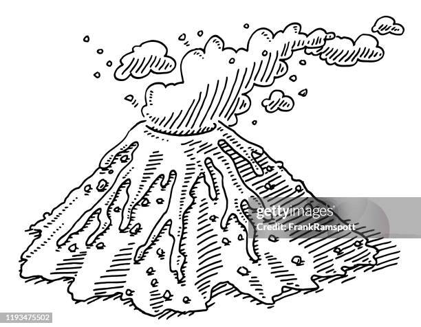 ilustrações, clipart, desenhos animados e ícones de desenho em erupção do vulcão - atividade vulcânica