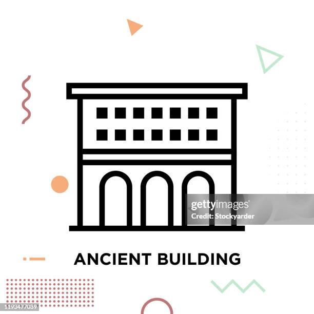 bildbanksillustrationer, clip art samt tecknat material och ikoner med gamla byggnaden linje ikon design redigerbar stroke - ikon bildbank med illustrationer