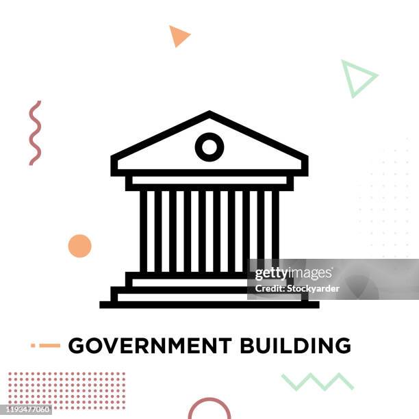 government building line icon design editable stroke - state capitol building stock illustrations