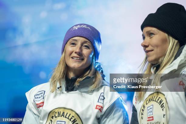 Michaela Kirchgasser of Austria and Frida Hansdotter of Sweden during the FIS Ski World Cup - Women's Alpine Combined - bib draw - on January 13,...