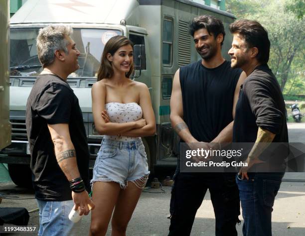 Mahit Suri, Disha Patani, Aditya Roy Kapoor and Anil Kapoor attend the photoshoot of film ''Malang' at filmcity on December 12, 2019 in Mumbai, India.