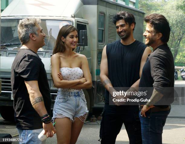 Mahit Suri, Disha Patani, Aditya Roy Kapoor and Anil Kapoor attend the photoshoot of film ''Malang' at filmcity on December 12, 2019 in Mumbai, India.