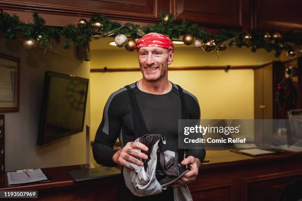 Former Welsh and British Lions rugby captain Gareth Thomas completes Day 3 of the Tour De Trophy challenge in aid of Sport Relief. Cycling from...