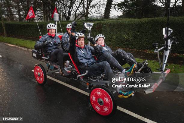 Former Welsh and British Lions rugby captain Gareth Thomas completes Day 3 of the Tour De Trophy challenge in aid of Sport Relief. Cycling from...