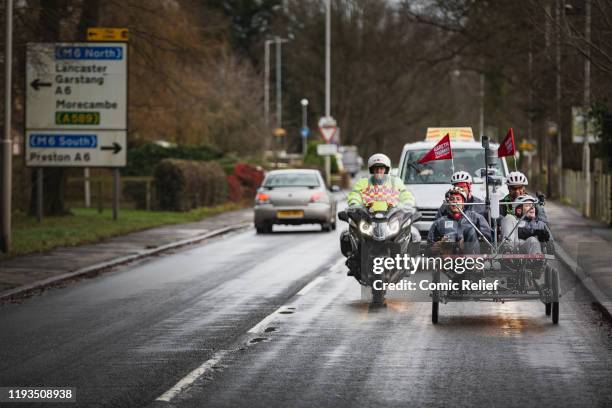 Former Welsh and British Lions rugby captain Gareth Thomas completes Day 3 of the Tour De Trophy challenge in aid of Sport Relief. Cycling from...