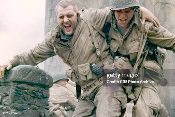 The movie "Saving Private Ryan", directed by Steven Spielberg. Seen here from left, Tom Sizemore , and Matt Damon . Theatrical release July 24, 1998....