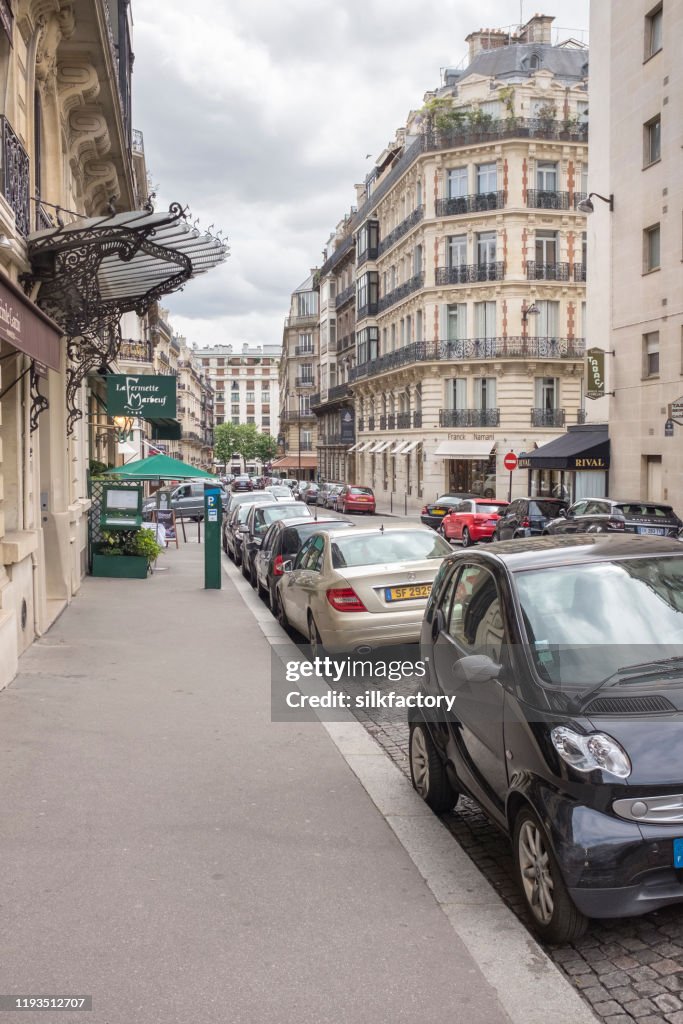 Rue Marbeuf near Avenue des Champs-Elysees in Paris in spring