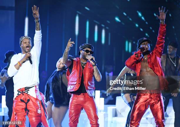 The Chicago Kid, Ro James and Luke James perform during the 2019 Soul Train Awards presented by BET at the Orleans Arena on November 17, 2019 in Las...