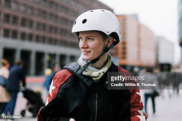 Cyclist Wearing Helmet In City
