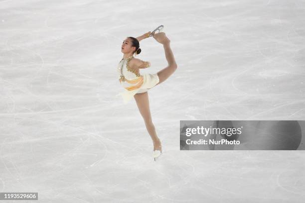 Audrey from the USA competes in Women Single Skating - Free Skating during 4 day of Winter Youth Olympic Games Lausanne 2020 in Skating Arena in...