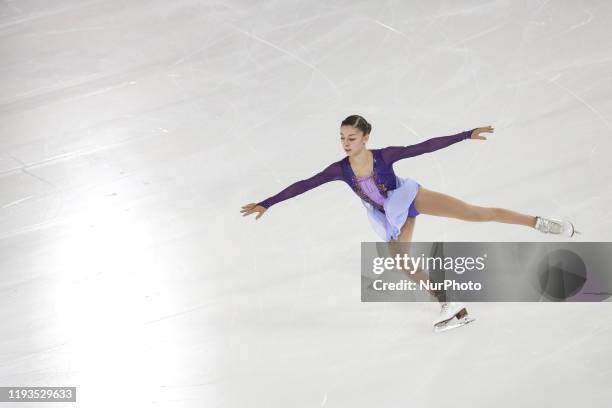 Anna from Russia competes in Women Single Skating - Free Skating during 4 day of Winter Youth Olympic Games Lausanne 2020 in Skating Arena in...