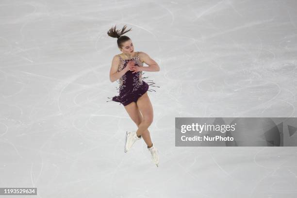 Alina from Georgia competes in Women Single Skating - Free Skating during 4 day of Winter Youth Olympic Games Lausanne 2020 in Skating Arena in...