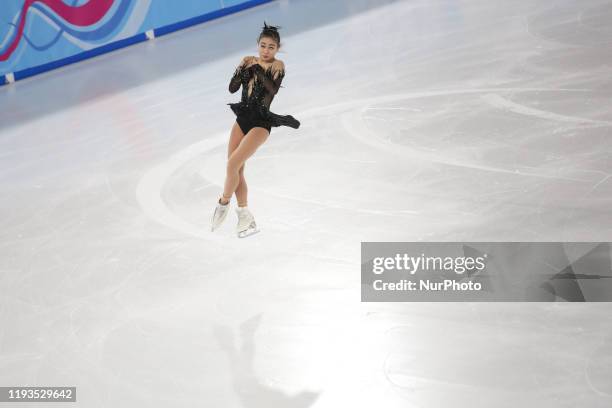 Mana from Japan competes in Women Single Skating - Free Skating during 4 day of Winter Youth Olympic Games Lausanne 2020 in Skating Arena in...