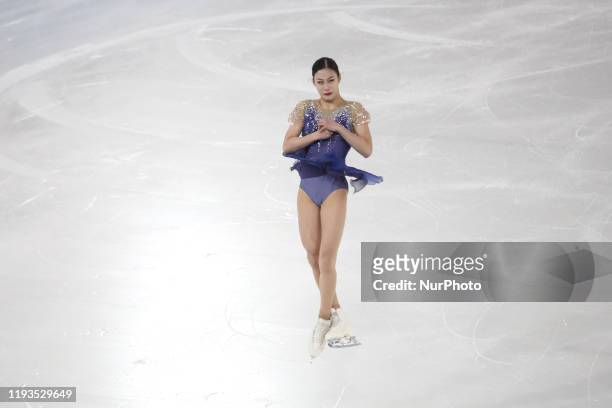 Young from Korea competes in Women Single Skating - Free Skating during 4 day of Winter Youth Olympic Games Lausanne 2020 in Skating Arena in...