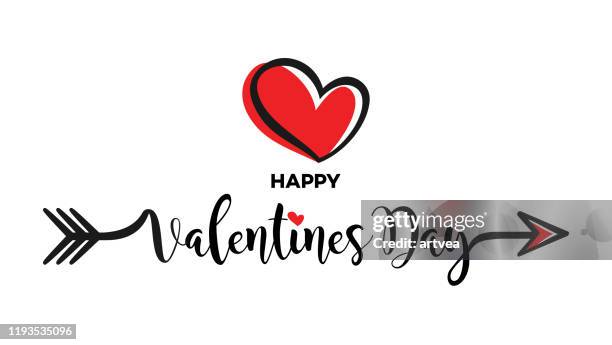 valentines day calligraphy banner with heart - happiness stock illustrations