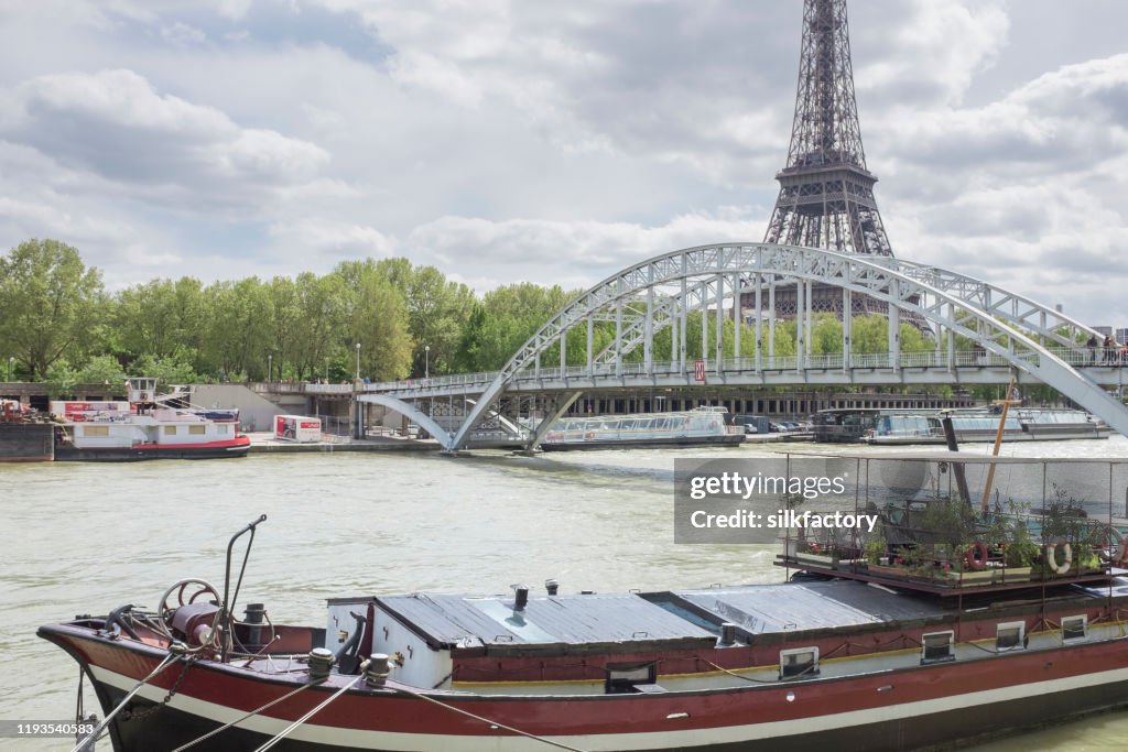 Paris in springtime with the Seine River and the Eiffel Tower