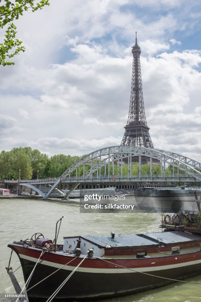 Paris in springtime with the Seine River and the Eiffel Tower