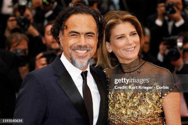 Alejandro Gonzalez Inarritu and Maria Eladia Hagerman photographed at the red carpet for 'Pain And Glory' u2018 during the 72nd Cannes Film Festival...