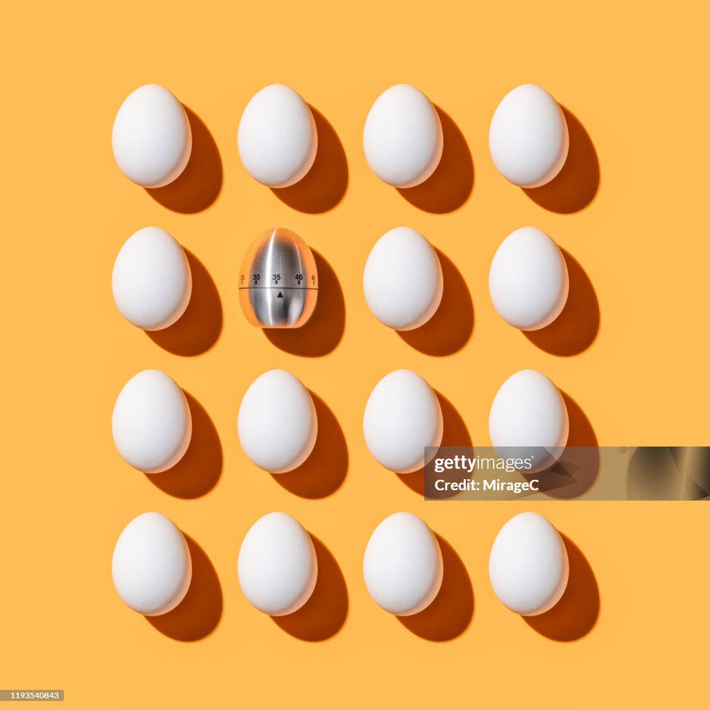 Egg Shaped Timer among White Eggs