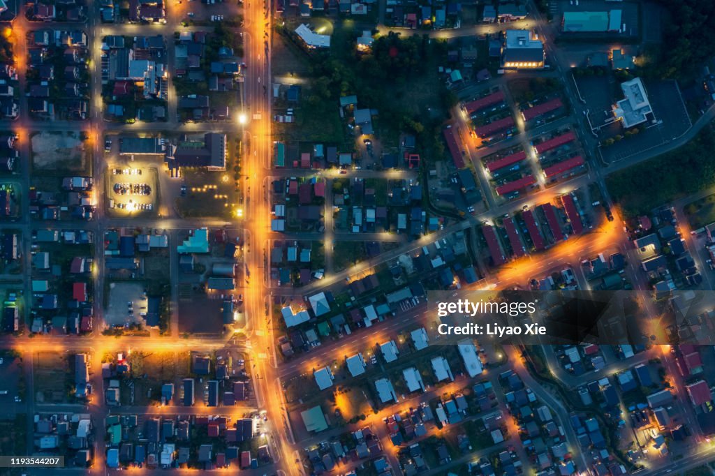 Aerial view of residential district