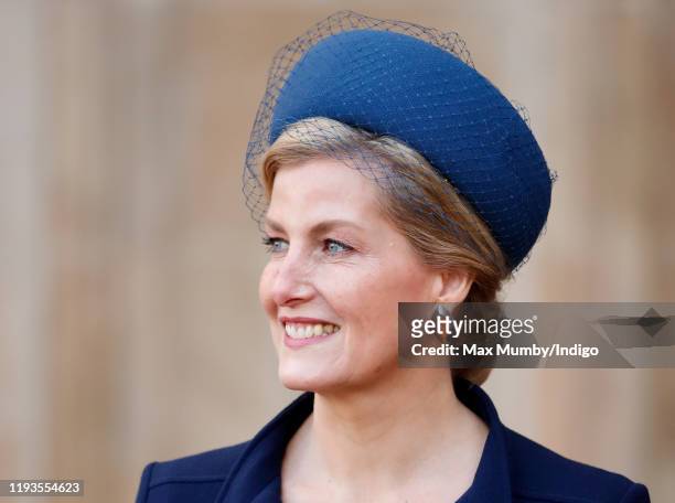 Sophie, Countess of Wessex attends a Service of Thanksgiving for the life and work of Sir Donald Gosling at Westminster Abbey on December 11, 2019 in...