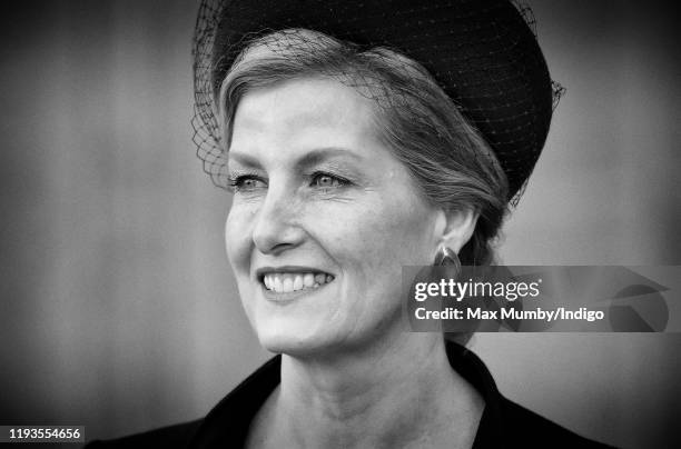 Sophie, Countess of Wessex attends a Service of Thanksgiving for the life and work of Sir Donald Gosling at Westminster Abbey on December 11, 2019 in...