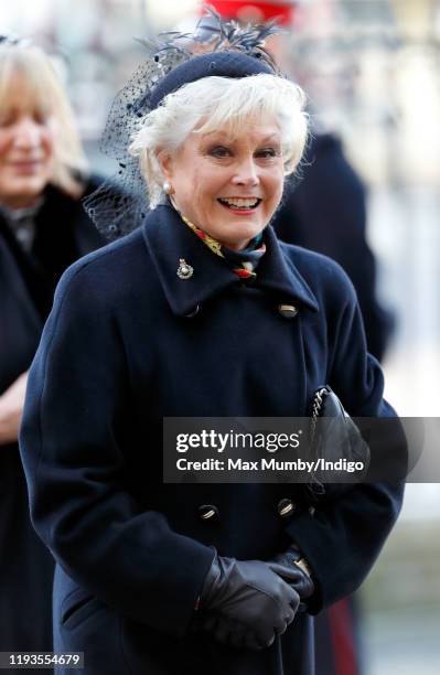 Angela Rippon attends a Service of Thanksgiving for the life and work of Sir Donald Gosling at Westminster Abbey on December 11, 2019 in London,...