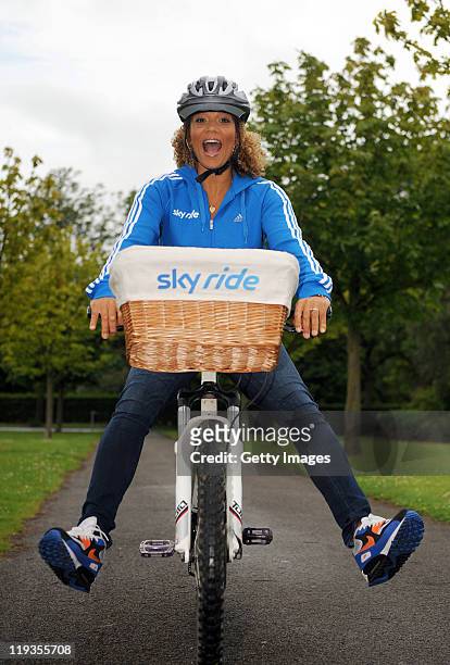 Actress and TV presenter, Angela Griffin poses for a photo in Peel Park Bradford ahead of Sky Ride Bradford - a free mass participation cycling event...