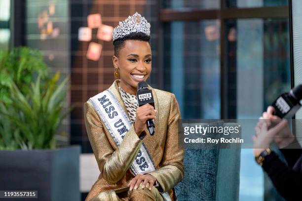 Zozibini Tunzi discusses Miss Universe with the Build Series at Build Studio on December 12, 2019 in New York City.