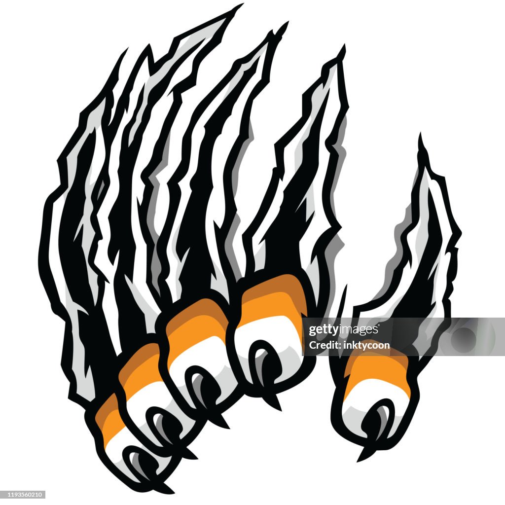 Een klauw scheuren om aan te vallen