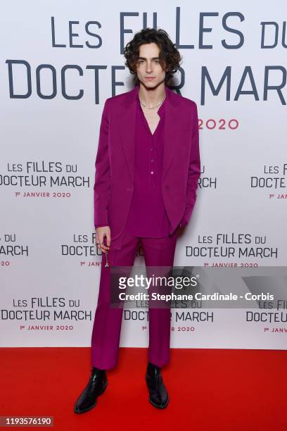 Timothee Chalamet attends the "Little Women" Premiere at Cinema Gaumont Marignan on December 12, 2019 in Paris, France.