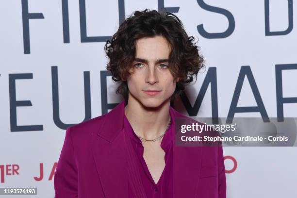 Timothee Chalamet attends the "Little Women" Premiere at Cinema Gaumont Marignan on December 12, 2019 in Paris, France.