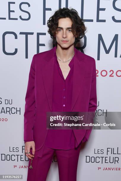 Timothee Chalamet attends the "Little Women" Premiere at Cinema Gaumont Marignan on December 12, 2019 in Paris, France.