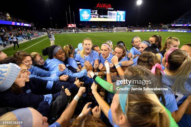 The North Carolina Tar Heels prepare to take on the Stanford Cardinal during the Division I Women's Soccer Championship held at Avaya Stadium on...