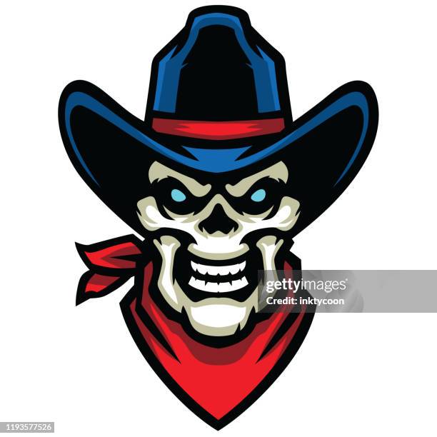 aggressive cowboy skull - rodeo clown stock illustrations