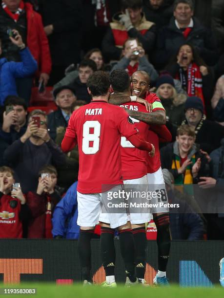 Ashley Young of Manchester United celebrates scoring their first goal during the UEFA Europa League group L match between Manchester United and AZ...
