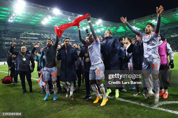 Players of Istanbul Basaksehir F.K. Celebrate following the UEFA Europa League group J match between Borussia Moenchengladbach and Istanbul...