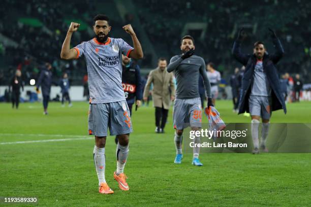 Gael Clichy of Istanbul Basaksehir F.K. Celebrates following the UEFA Europa League group J match between Borussia Moenchengladbach and Istanbul...