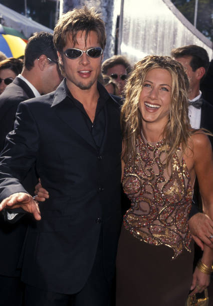 Actor Brad Pitt and actress Jennifer Aniston attend the 51st Annual Primetime Emmy Awards on September 12, 1999 at Shrine Auditorium in Los Angeles,...