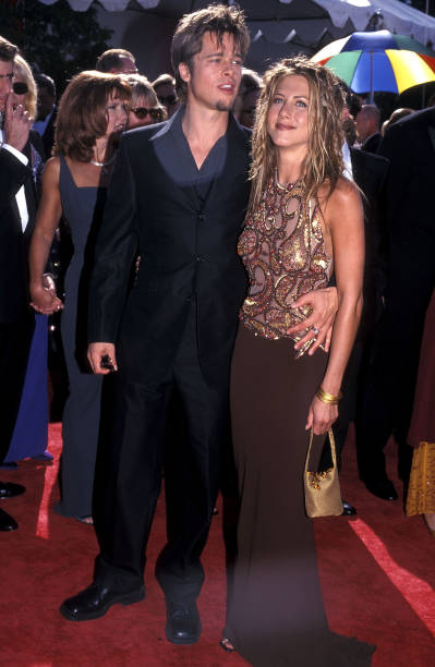 Actor Brad Pitt and actress Jennifer Aniston attend the 51st Annual Primetime Emmy Awards on September 12, 1999 at Shrine Auditorium in Los Angeles,...