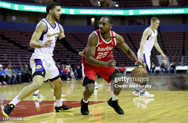 Marquis Teague of the Memphis Hustle dribbles the ball against the Santa Cruz Warriors during an NBA G-League game on January 13, 2020 at Landers...