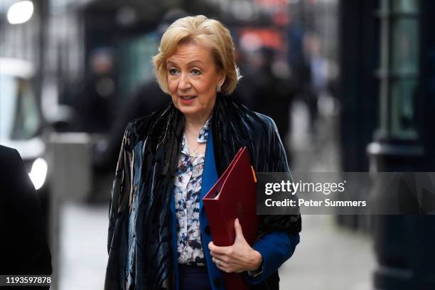 Business, Energy and Industrial Strategy Secretary Andrea Leadsom arrives for a cabinet meeting at 10 Downing Street on January 14, 2020 in London,...