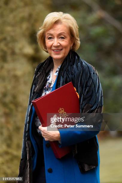 Business, Energy and Industrial Strategy Secretary Andrea Leadsom arrives for a cabinet meeting at 10 Downing Street on January 14, 2020 in London,...