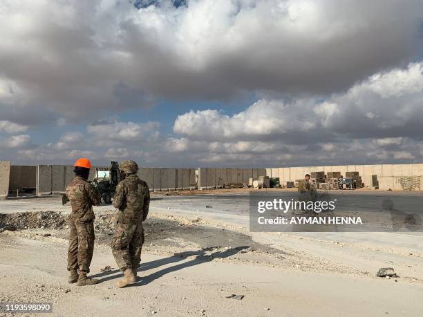 Picture taken on January 13, 2020 during a press tour organised by the US-led coalition fighting the remnants of the Islamic State group, shows US...