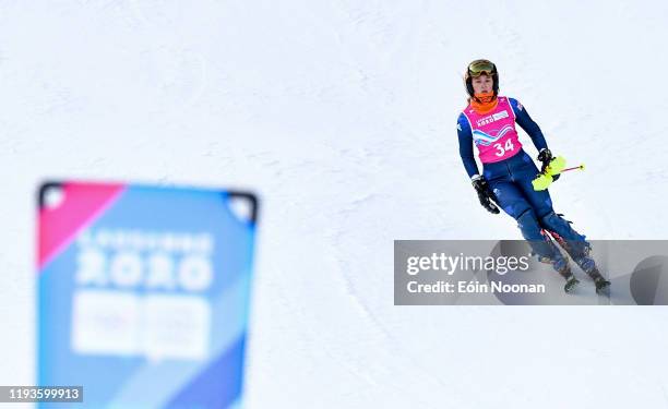 Lausanne , Switzerland - 14 January 2020; Daisi Daniels of Great Britain makes her way to the finish line after crashing out while competing in the...