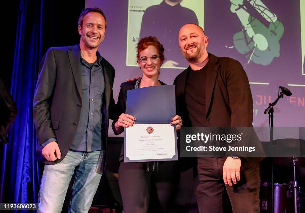 Jurgen Scharpf Jessica Thompson SF Chapter VP, and Luke Argilla attend the SF Chapter GRAMMY Nominee Celebration at The Chapel on January 13, 2020 in...