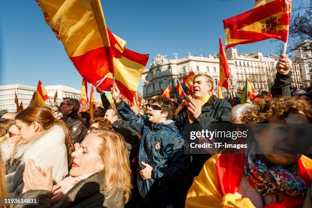 Concentration of the extreme right, Vox. With the leader Santiago Abascal, Ivan Espinosa de los Monteros and Rocio Monasterio, next to the national...